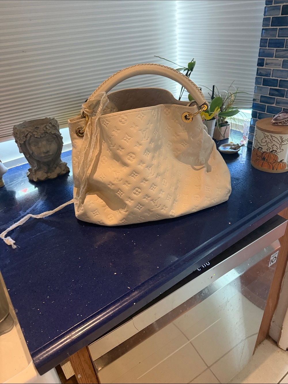 Louis Vuitton Cream Embossed Monogram Shoulder Bag